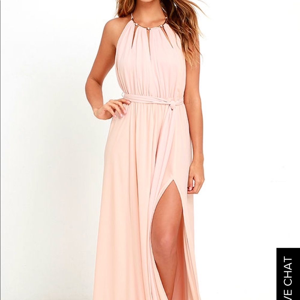 GLEAM AND GLIDE BLUSH PINK MAXI DRESS